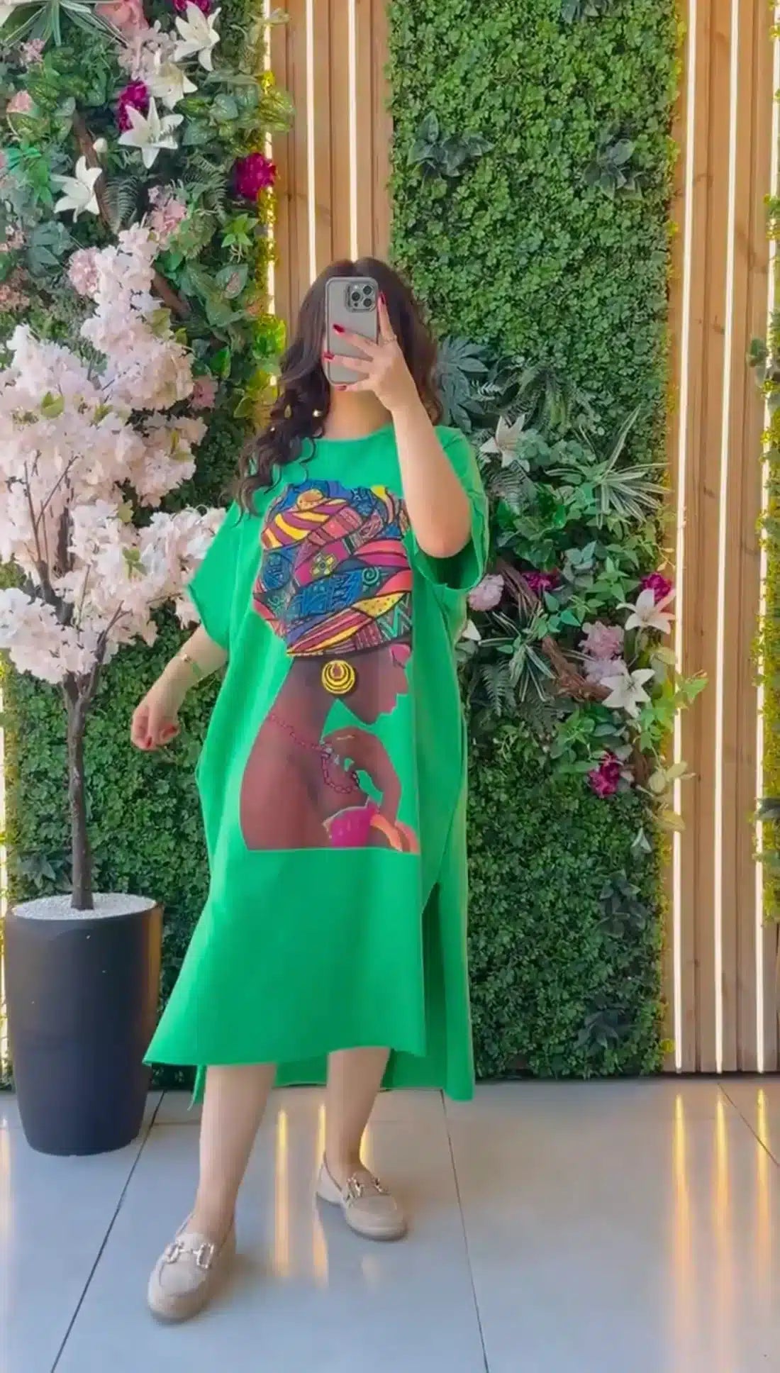 Comfort Summer Drop Shoulder Printed Long Top