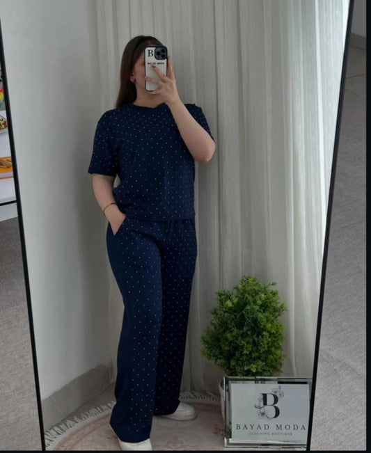 White Contrast Collar Style Western 2-Pcs Summer Dry-Fit Tracksuit For Her. WSTS-01